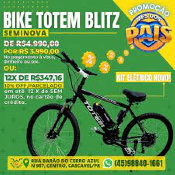 Kit Bicicleta Elétrica Totem Blitz Semi-nova